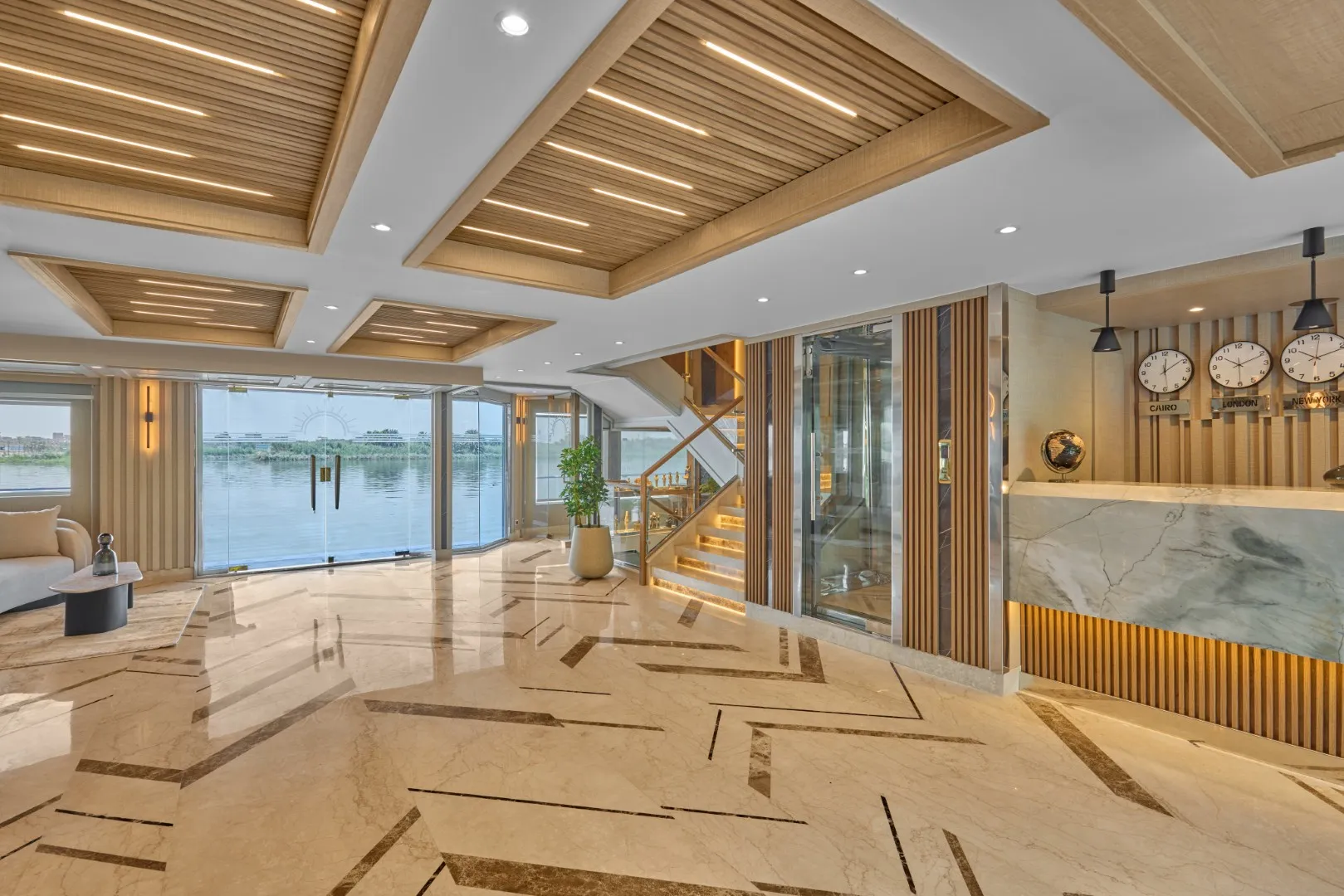 Lobby of the Cleopatra Luxury Cruise & Spa Nile cruise